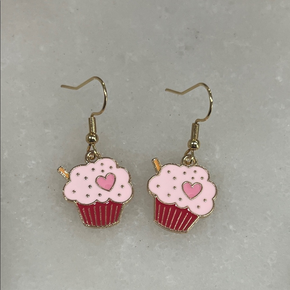 3/$30 Bundle • Sweetheart Cupcake Earrings • Kawaii Dessert Jewelry